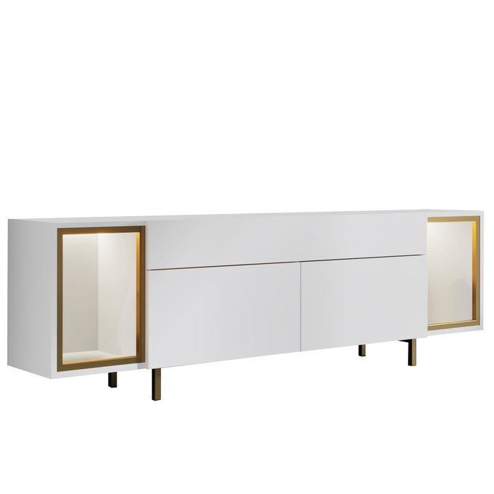 Hanah Home Soporte de TV Zenith Blanco y Dorado